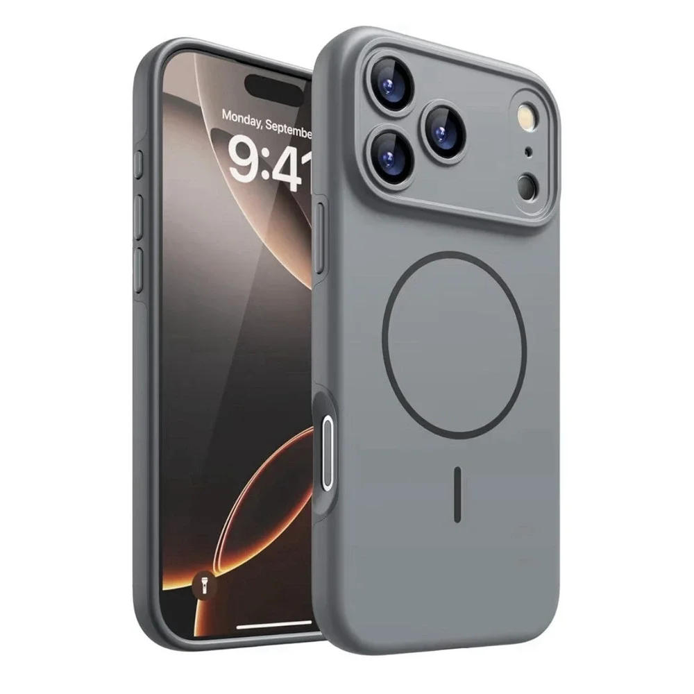 Magnetic iPhone 17 Pro Case Full Camera Protection‎ Matte Soild Color- Deep Gray